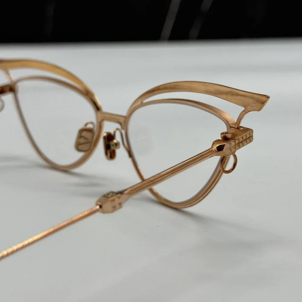 NEW VALENTINO GLASSLINER VLX-118F CAT EYE GOLD EYEGLASSE